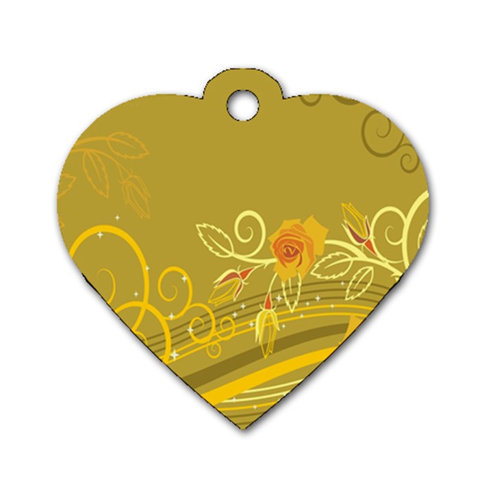 Flower Floral Yellow Sunflower Star Leaf Line Gold Dog Tag Heart (Two Sides)