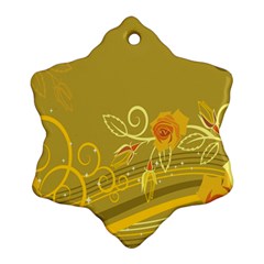 Flower Floral Yellow Sunflower Star Leaf Line Gold Ornament (snowflake)