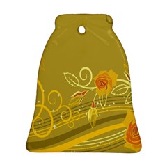 Flower Floral Yellow Sunflower Star Leaf Line Gold Bell Ornament (two Sides) by Mariart