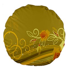 Flower Floral Yellow Sunflower Star Leaf Line Gold Large 18  Premium Round Cushions