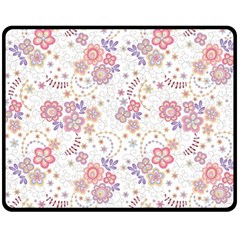 Flower Floral Sunflower Rose Purple Red Star Double Sided Fleece Blanket (medium)  by Mariart