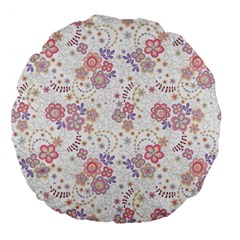 Flower Floral Sunflower Rose Purple Red Star Large 18  Premium Flano Round Cushions by Mariart