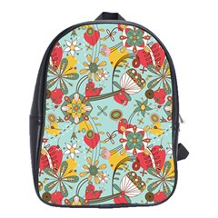 Flower Fruit Star Polka Rainbow Rose School Bag (xl) by Mariart