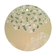 Flower Frame Green Sexy Round Ornament (two Sides) by Mariart