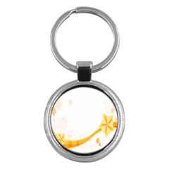 Flower Floral Yellow Sunflower Star Leaf Line Key Chains (round)  by Mariart