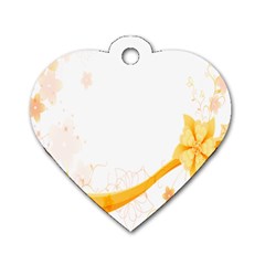 Flower Floral Yellow Sunflower Star Leaf Line Dog Tag Heart (one Side) by Mariart