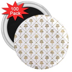 Flower Leaf Gold 3  Magnets (100 Pack)