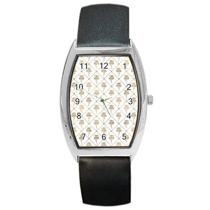 Flower Leaf Gold Barrel Style Metal Watch