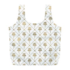 Flower Leaf Gold Full Print Recycle Bags (L) 