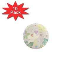 Flower Rainbow Star Floral Sexy Purple Green Yellow White Rose 1  Mini Magnet (10 Pack) 