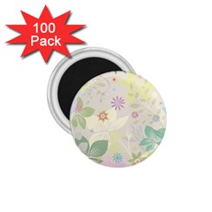 Flower Rainbow Star Floral Sexy Purple Green Yellow White Rose 1 75  Magnets (100 Pack)  by Mariart