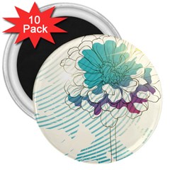 Flower Rose Purple Sunflower Lotus 3  Magnets (10 pack) 