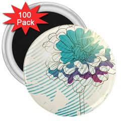 Flower Rose Purple Sunflower Lotus 3  Magnets (100 pack)