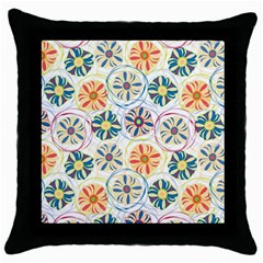 Flower Rainbow Fan Sunflower Circle Sexy Throw Pillow Case (black) by Mariart