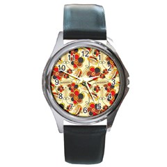 Flower Seed Rainbow Rose Round Metal Watch