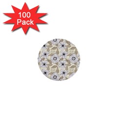 Flower Rose Sunflower Gray Star 1  Mini Buttons (100 Pack) 