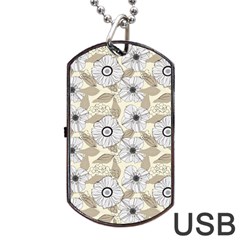 Flower Rose Sunflower Gray Star Dog Tag Usb Flash (one Side) by Mariart