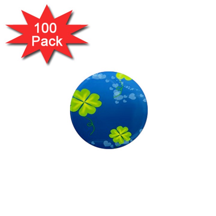 Flower Shamrock Green Blue Sexy 1  Mini Magnets (100 pack) 