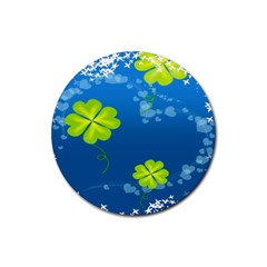 Flower Shamrock Green Blue Sexy Rubber Round Coaster (4 Pack) 