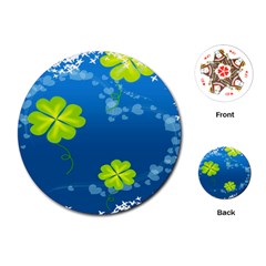 Flower Shamrock Green Blue Sexy Playing Cards (round) 