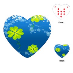 Flower Shamrock Green Blue Sexy Playing Cards (heart)  by Mariart