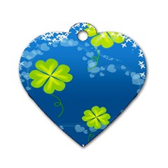 Flower Shamrock Green Blue Sexy Dog Tag Heart (one Side)