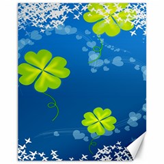 Flower Shamrock Green Blue Sexy Canvas 11  X 14  