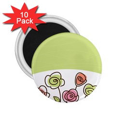 Flower Simple Green Rose Sunflower Sexy 2 25  Magnets (10 Pack) 