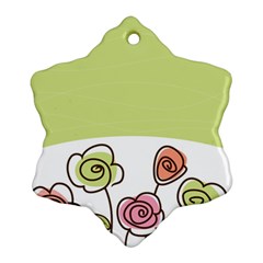 Flower Simple Green Rose Sunflower Sexy Snowflake Ornament (two Sides)