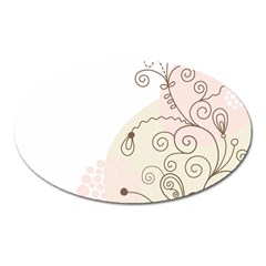 Flower Simple Pink Oval Magnet