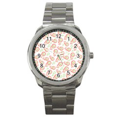 Flower Rose Red Green Sunflower Star Sport Metal Watch by Mariart