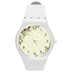 Flower Star Floral Green Camuflage Leaf Frame Round Plastic Sport Watch (m) by Mariart