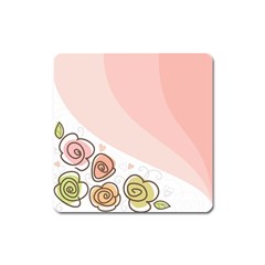 Flower Sunflower Wave Waves Pink Square Magnet by Mariart