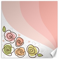 Flower Sunflower Wave Waves Pink Canvas 16  X 16   by Mariart