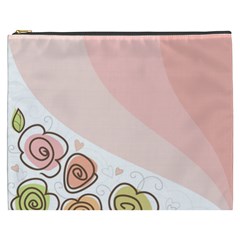Flower Sunflower Wave Waves Pink Cosmetic Bag (xxxl) 