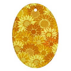 Flower Sunflower Floral Beauty Sexy Oval Ornament (two Sides) by Mariart