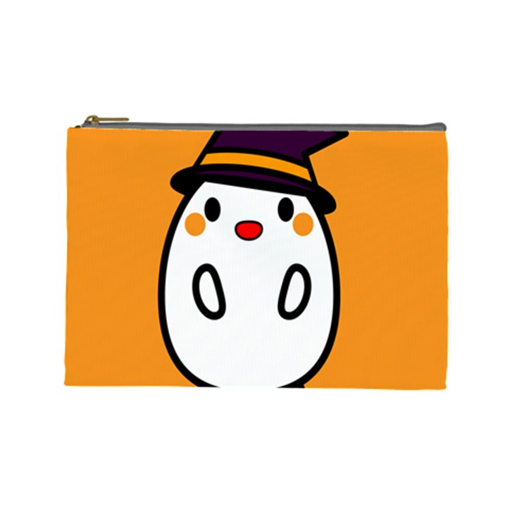 Halloween Ghost Orange Cosmetic Bag (Large) 