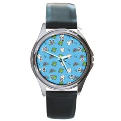 Frog Ghost Rain Flower Green Animals Round Metal Watch