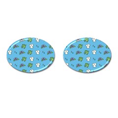 Frog Ghost Rain Flower Green Animals Cufflinks (oval) by Mariart