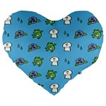 Frog Ghost Rain Flower Green Animals Large 19  Premium Heart Shape Cushions Front