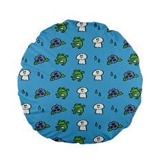 Frog Ghost Rain Flower Green Animals Standard 15  Premium Flano Round Cushions