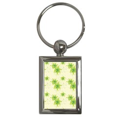 Leaf Green Star Beauty Key Chains (rectangle)  by Mariart