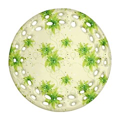 Leaf Green Star Beauty Round Filigree Ornament (two Sides) by Mariart