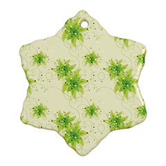 Leaf Green Star Beauty Snowflake Ornament (two Sides) by Mariart