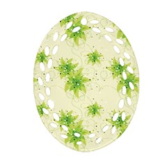 Leaf Green Star Beauty Oval Filigree Ornament (two Sides) by Mariart