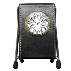 Line Black Sun Arrow Pen Holder Desk Clocks