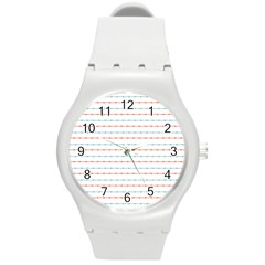 Line Polka Dots Blue Red Sexy Round Plastic Sport Watch (m) by Mariart