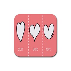 Love Heart Valentine Pink White Sexy Rubber Coaster (square)  by Mariart