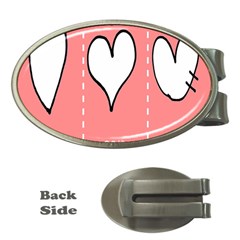 Love Heart Valentine Pink White Sexy Money Clips (oval) 