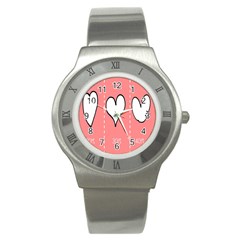 Love Heart Valentine Pink White Sexy Stainless Steel Watch